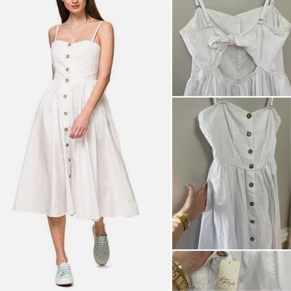 Free People Dresses & Skirts - 339 Free People White Tank Dress Open Back Size Large Color White
